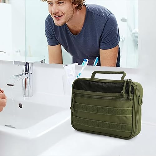 Miniatura 2 de SMONT Neceser táctico para hombre, 9.5 pulgadas, kit de Dopp colgante, bolsa de higiene de afeitado para viajes y baño