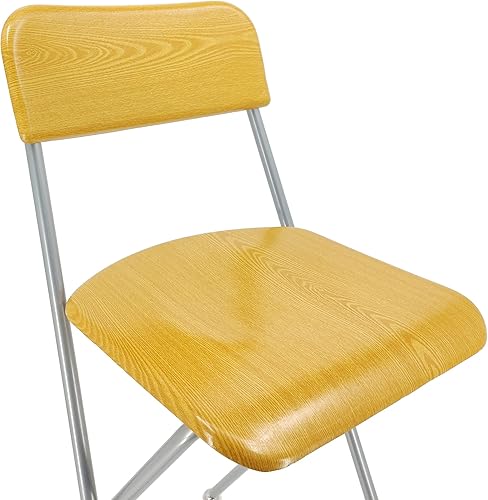 Miniatura 7 de FixtureDisplays Silla alta plegable Taburete de bar Silla plegable de metal de madera Dos paquetes 11036-NF
