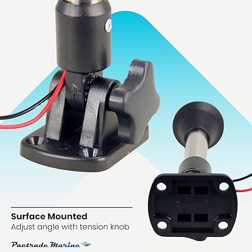 Miniatura 5 de Pactrade Marine Luces de navegación para barcos Luz LED blanca de popa de 9.5 pulgadas (montaje en superficie, base plegable) Accesorios de barco