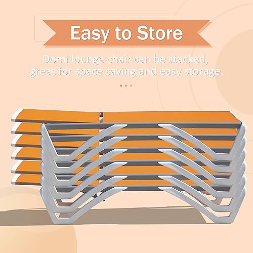 Miniatura 6 de Domi - Sillón para exteriores, silla de aluminio para exteriores con respaldo ajustable de 5 posiciones, tumbona al aire libre para playa, patio,