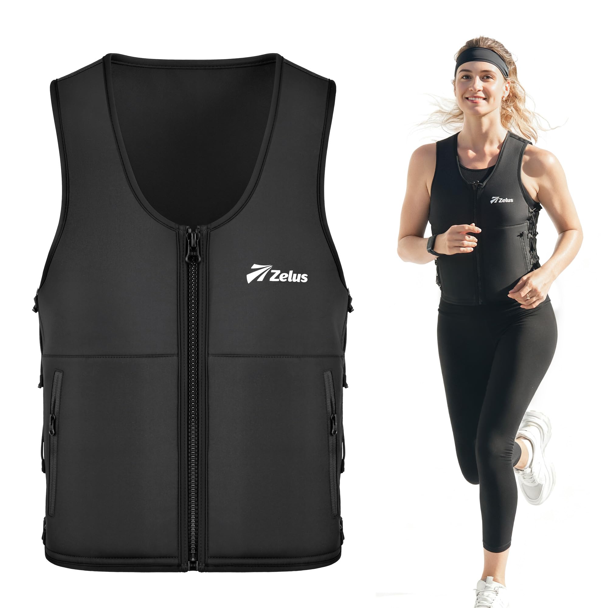 ZELUS Weighted Vest for Women, 4.5kg Z-Fit Weight Vest with Adjustable Soft Iron Weights, Women's Weight Vest for Walking Strength Training, Workout Vest with Zippered Pockets Reflective Strip, Large