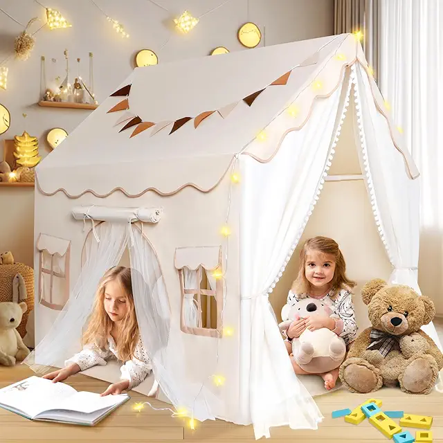Tienda Campaña Infantil 2 Puertas con Luces LED - Cabañas Niños