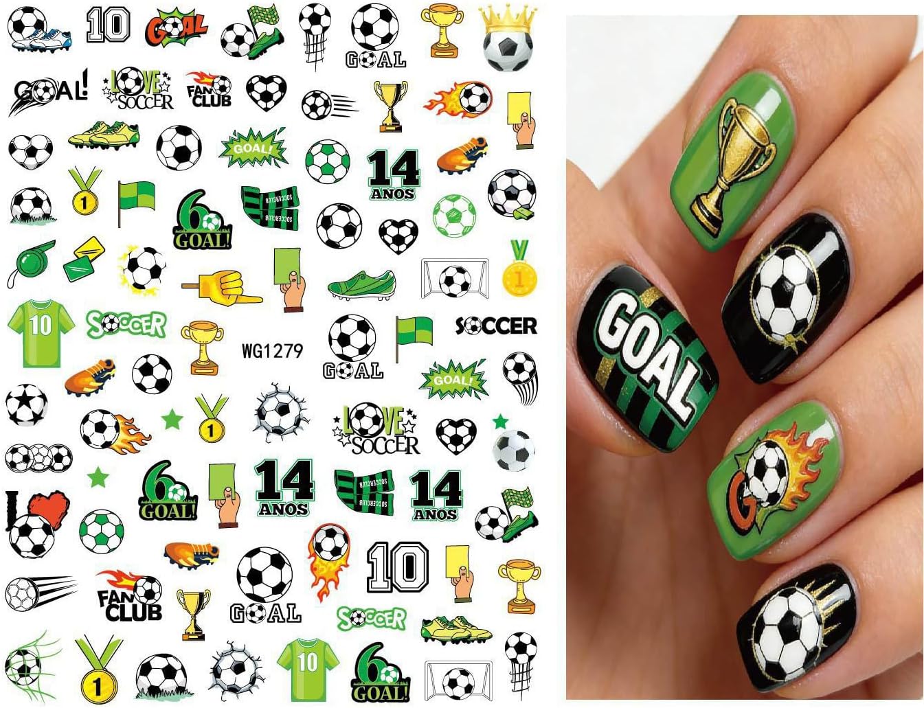 Nail Stickers 2026 World Cup Soccer Party Supplies Favors Nail Art Stickers Decals 3D Self Adhesive Supplies Design Decoration Accessories for Women Girls
