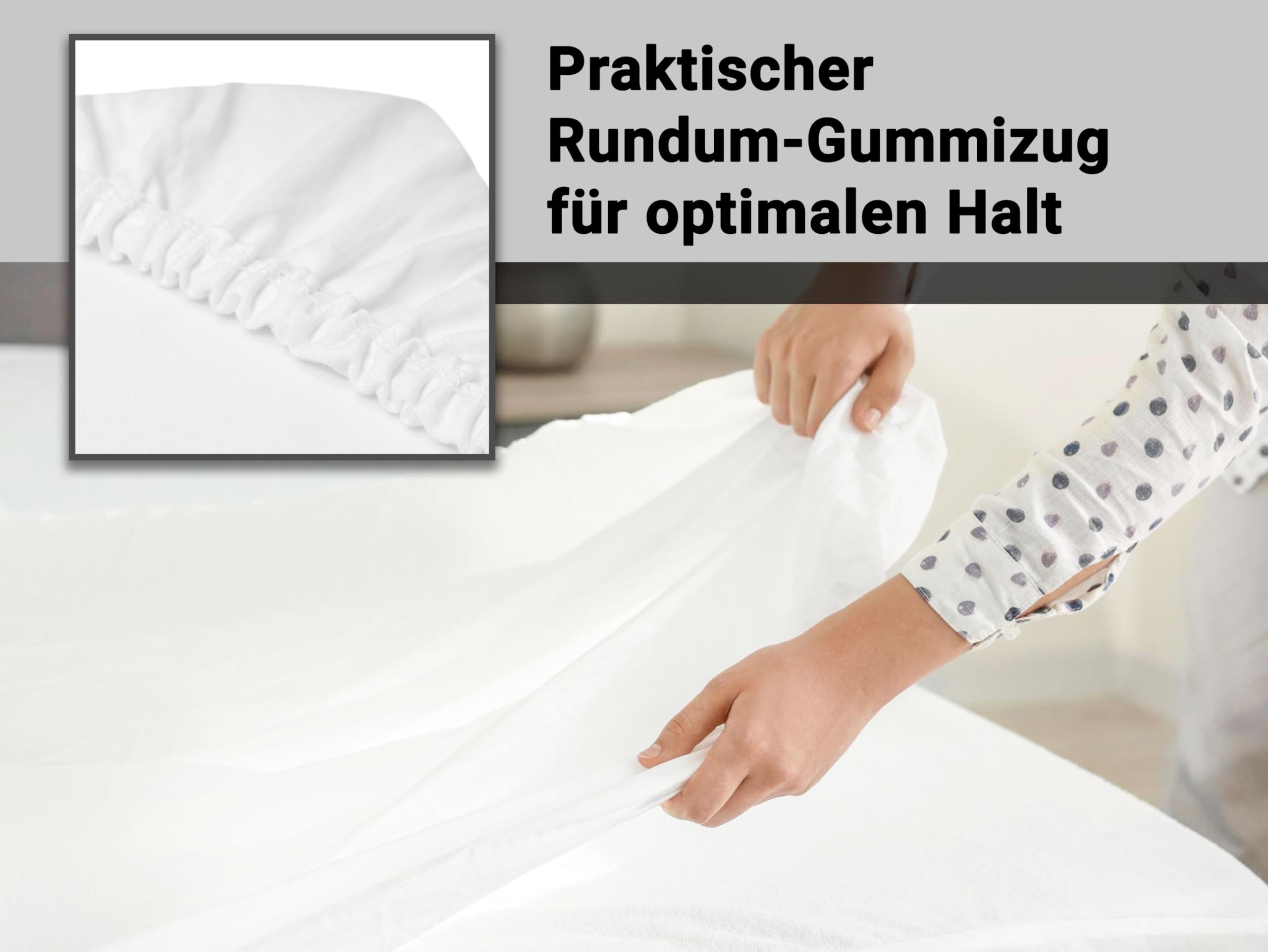 ZOLLNER Spannbettlaken in 180x200 cm - mit eingearbeitetem Gummibund - Baumwolle - waschbar bis 95°C - Hotelqualität - Oeko Tex® Zertifiziert