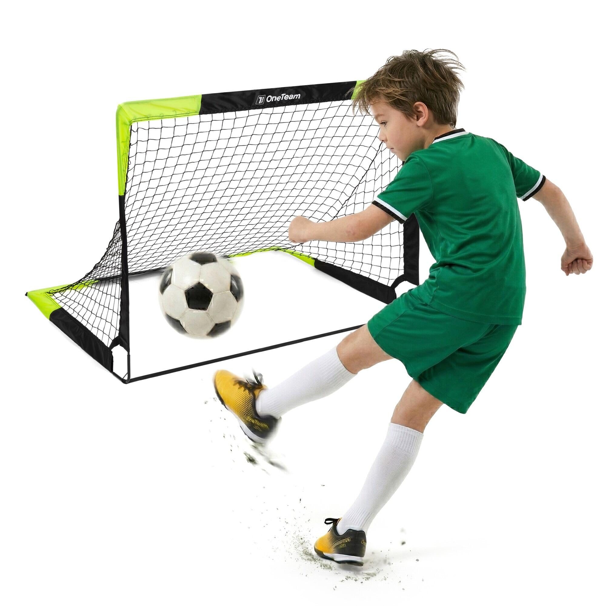 OneTeam Sekundenschneller Aufbau – Pop-Up Fußballtor Goalify – Flexibles Fiberglas – Schwarz – für Garten, Strand und Park