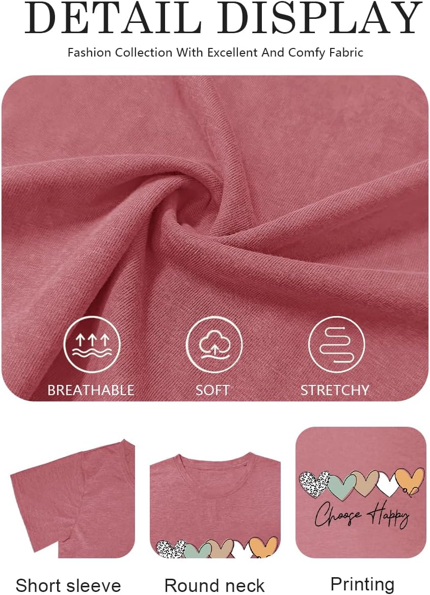 Be Kind T Shirts Women Graphic Blessed Teacher Shirt Short Sleeve Inspirational Heart Print Graphic Tees - Image 5