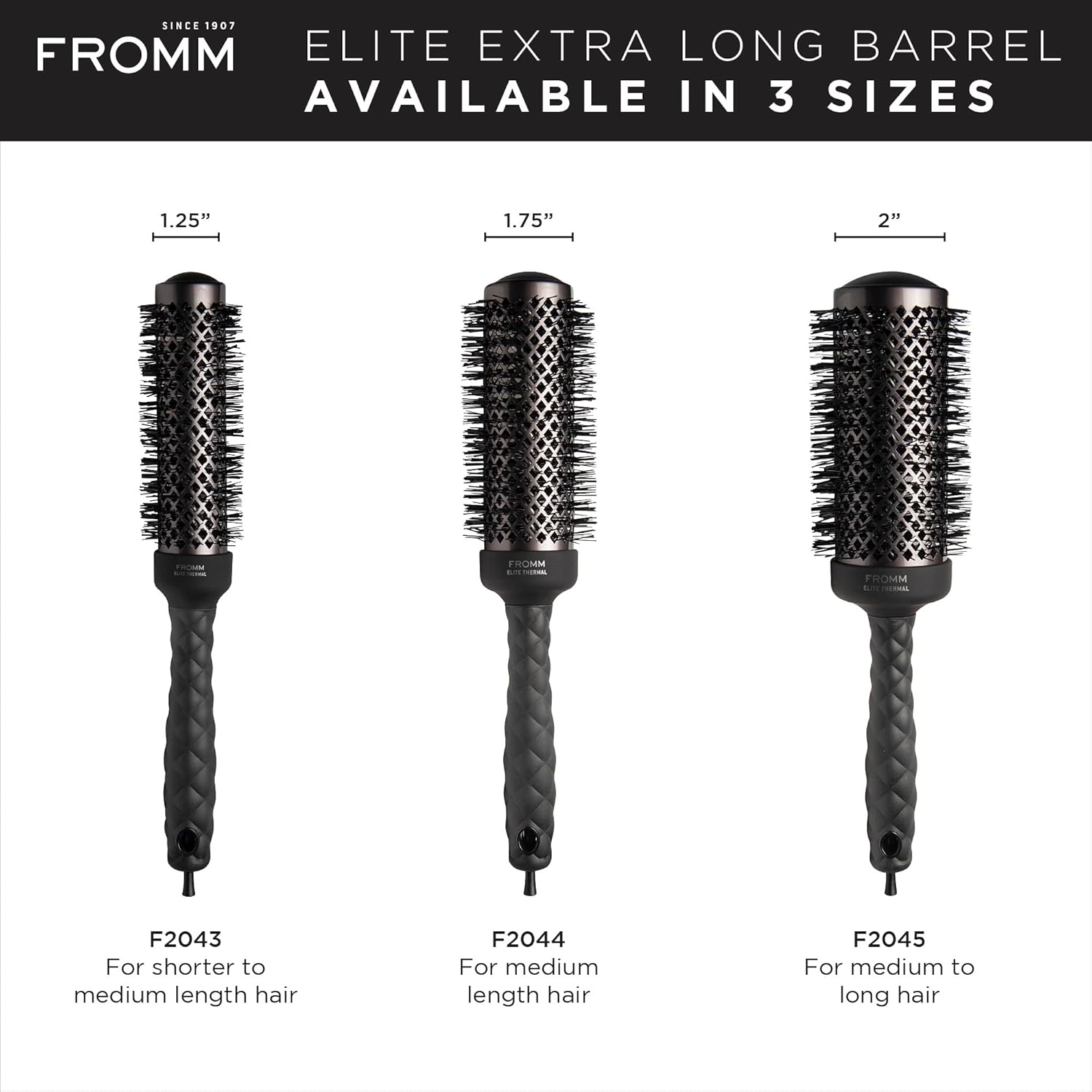 Fromm Elite Thermal Ceramic x Ionic 2" Round Brush for Expert Blowouts and Faster Hair Drying | Extended Barrel for Styling, Smoothing, Straightening Longer Thicker Hair