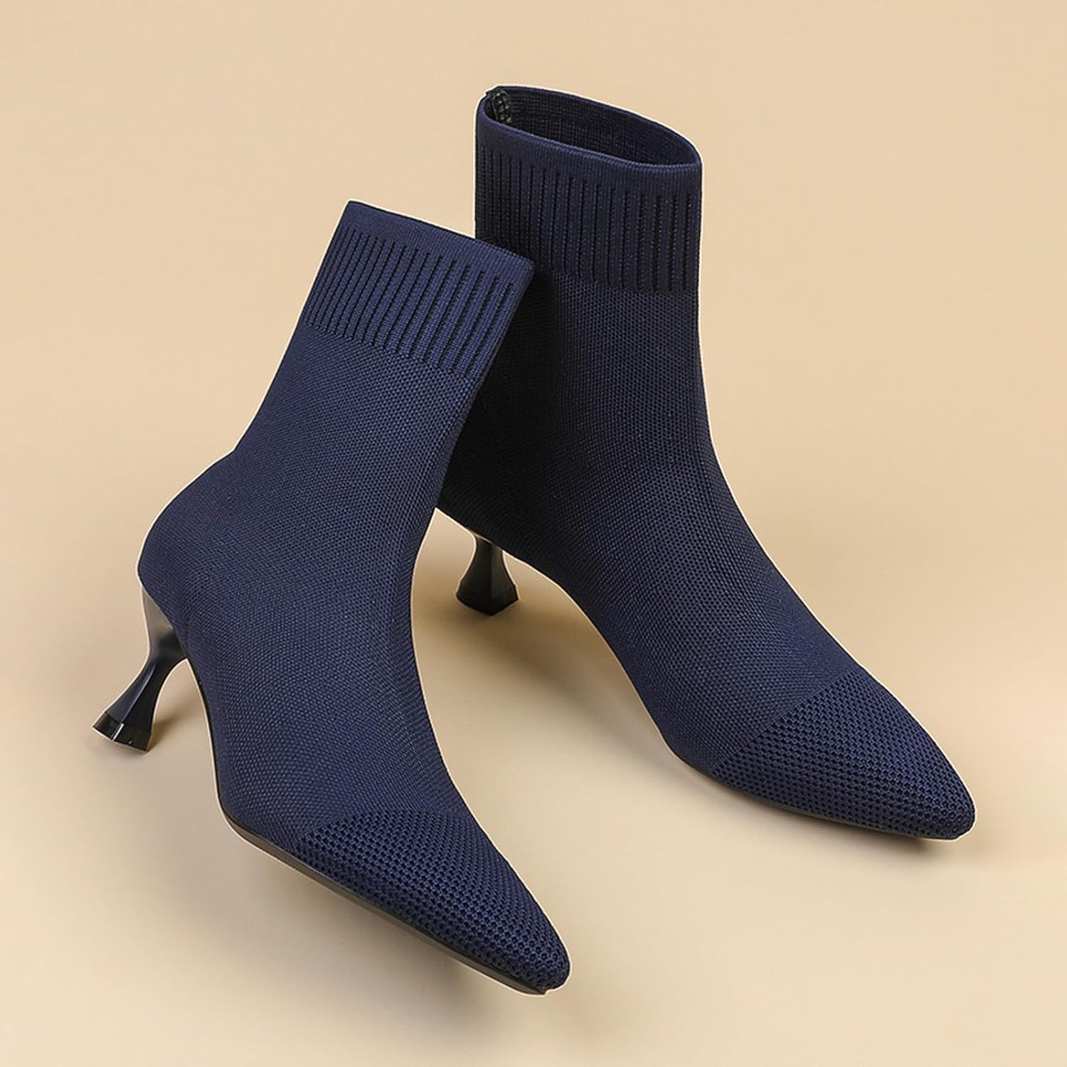 Women'S Elastic Knit Stiletto Sexy Sock Ankle Boots Fashion Pointed Toe Comfort Breathable 2.17 In High Heel Pull On Stretch Dress Ankle Boots For Work Office Wedding