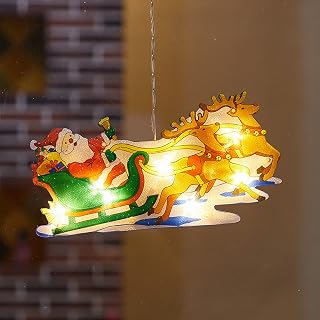 NTYRPTR 2021 Santa Claus Silhouette LED Lights,LED Suction Cup Window Hanging Light,Window Decoration Interior Christmas Decorations (Christmas Tree) (F)
