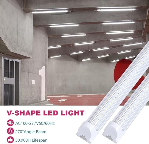 Miniatura 10 de MKUJOO Paquete de 6 luces LED T8 de 4 pies y 40 W, tubo de luz LED T8 integrado en forma de V, 4400 LM, 6000 K, blanco súper brillante, luces de