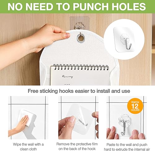 Miniatura 6 de Ndeno Paquete de 2 bolsas organizadoras para colgar en la pared con bolsillos, bolsa de almacenamiento de tela, cesta impermeable sobre la puerta,