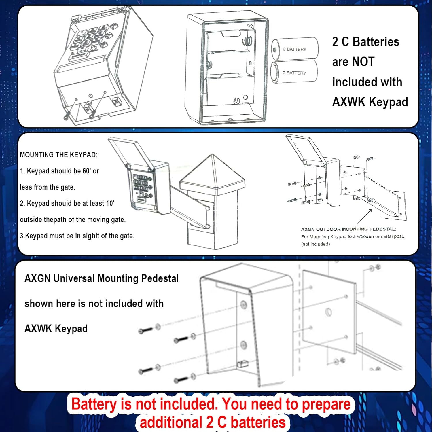 Gho s t Keypad Premium Wireless Keypad for Gho s t Gate Opener with Weatherproof Cover, for Automatic Gate Openers, Work with AXP1 AXS1 Remote - Model AXWK