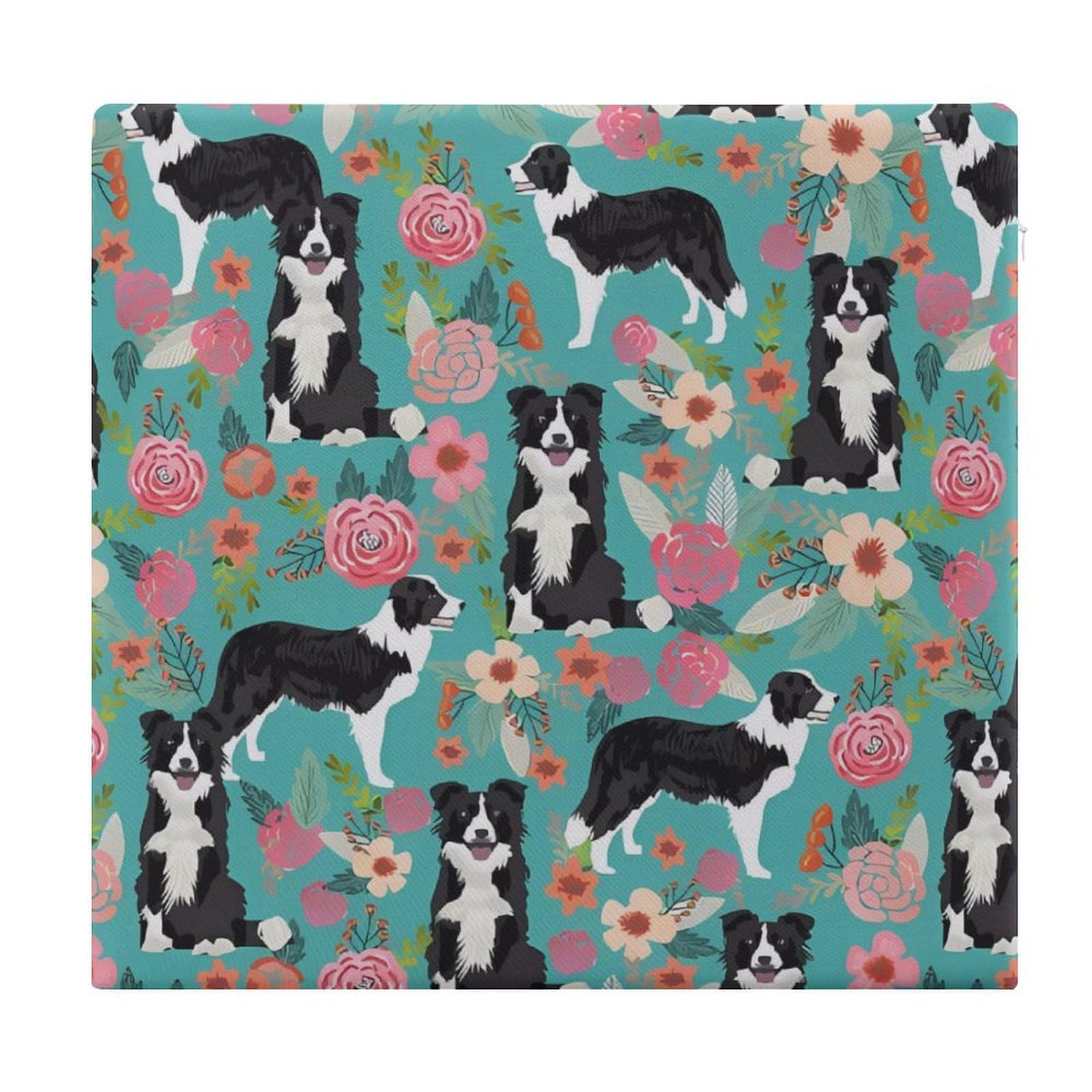 Cojín viscoelástico Border Collie Florals para transformar la comodidad de tu oficina