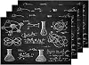 Shrahala Science Chemistry Placemats, Physics Experiment Table Mat Linen Burlap Washable Double-Deck Heat Insulation for Dining Table Kitchen Table Set of 4 12 x 18 inch