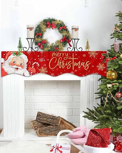 Miniatura 4 de Funda para bufanda de chimenea de Papá Noel rojo, decoración de mantel de Navidad, copo de nieve de Navidad, estante superior para chimenea, bufanda
