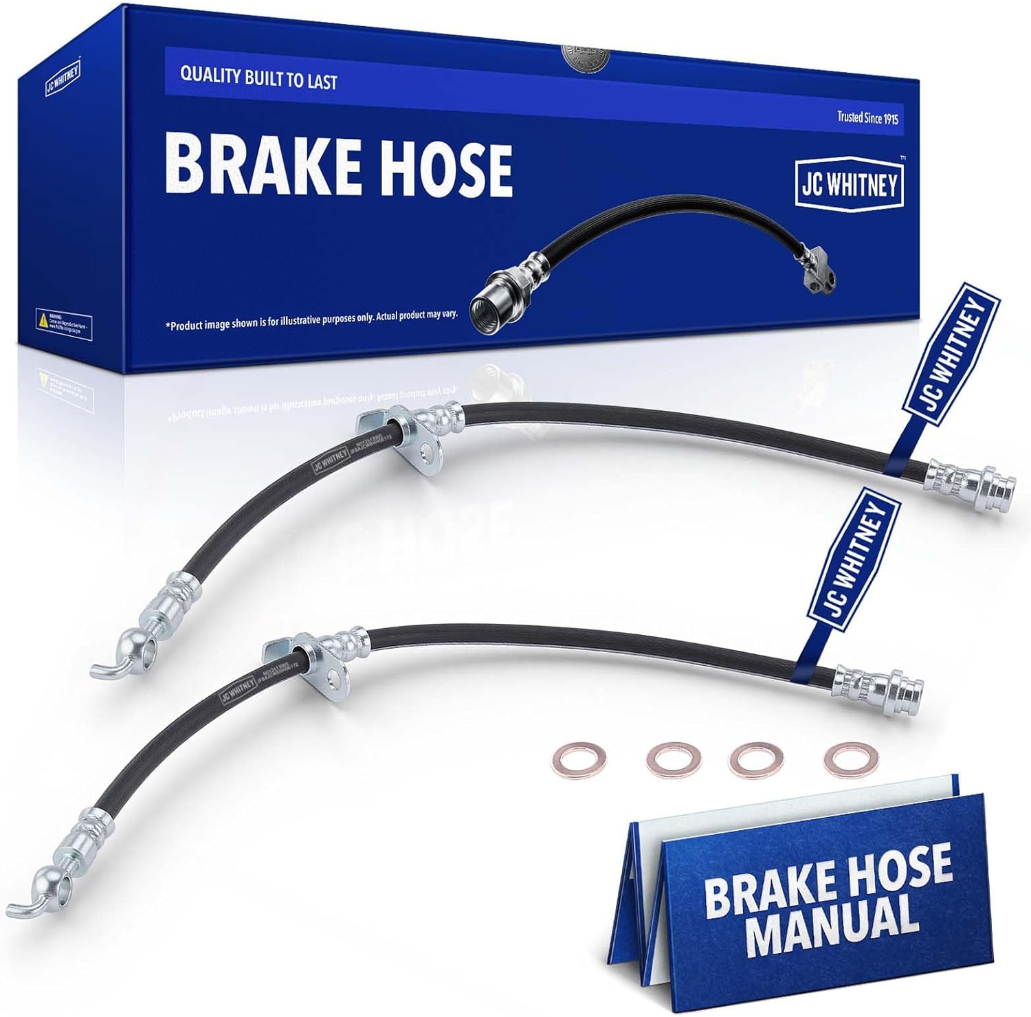 JC Whitney JFBAJCWBHH00173 Set of 2 Front Left & Right Brake Hydraulic Hoses - Compatible with Ford Edge 2007-2014, Lincoln MKX 2007-2015