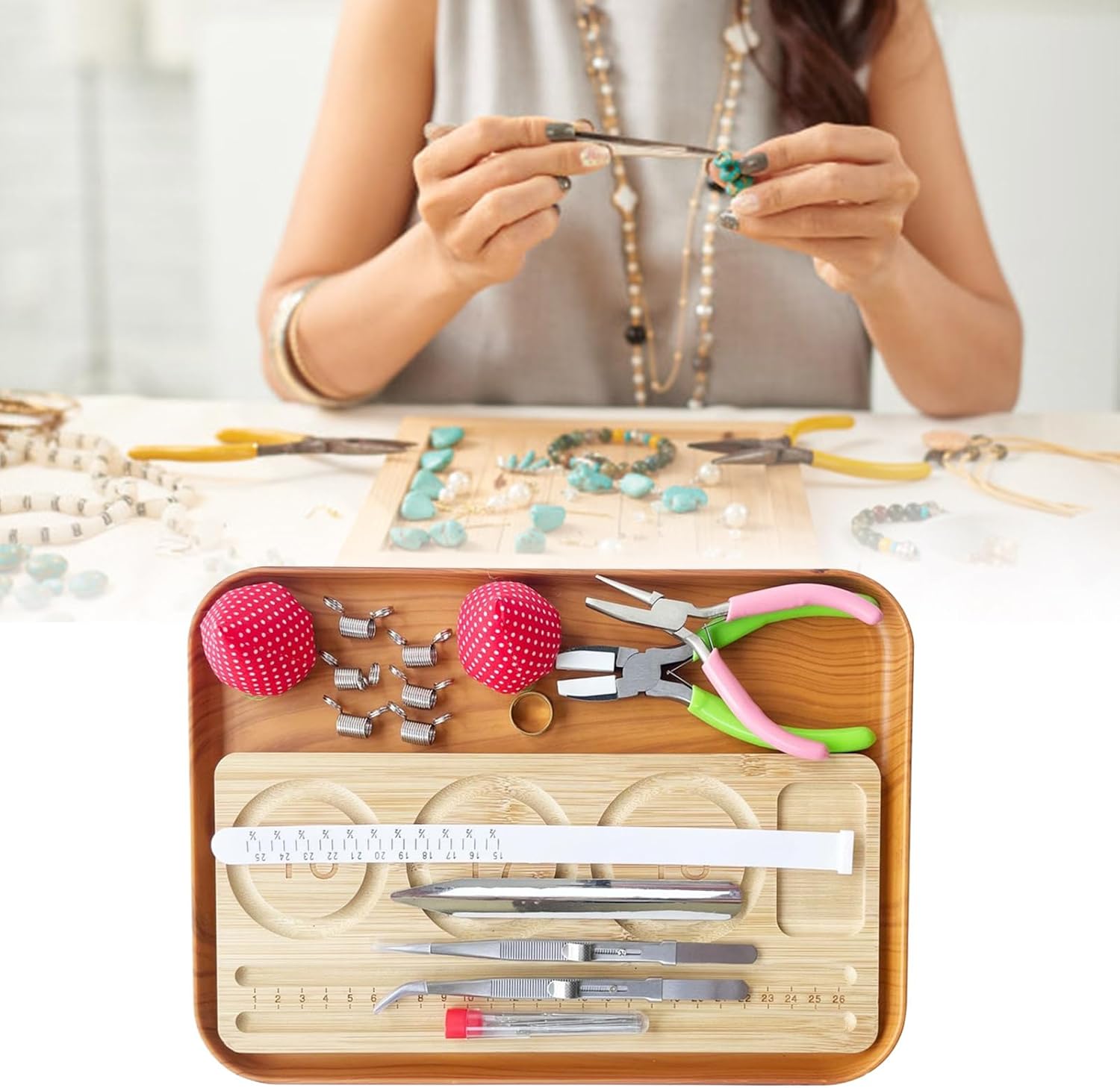 ポータブルビーズマットセット デザインボード付き ジュエリークラフトアクセサリー用 ネックレスやジュエリー作成用ビーズマットセット