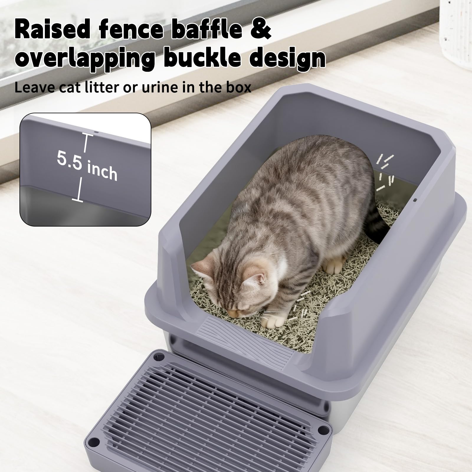 RIZZARI Cat Litter Box: Pink Stainless Steel Won’t Trap Odors - Easy Rinse Clean Non-Porous - Open Top Design - 11.6" High Sides - 17.3"x13.5" - with Scoop - Studio Apartment/Bathroom - image 6