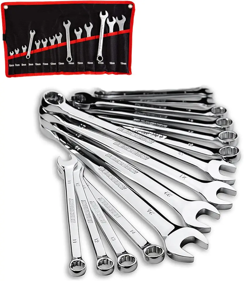 Jogo de Chave Combinada Profissional, Chaves Fixas e Estrela, Conjunto 8-24mm, 14 Peças, Ferramentas Automotivas e Manutenção (14 Peças)
