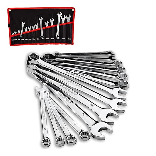 Jogo de Chave Combinada Profissional, Chaves Fixas e Estrela, Conjunto 8-24mm, 14 Peças, Ferramentas Automotivas e Manutenção (14 Peças)