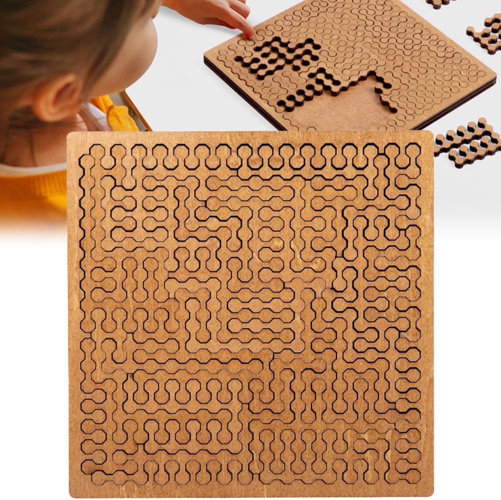 Fractal Tray Puzzles,Hard Difficult Wooden Jigsaw,Portable Impossible Reverse Thinking Challenging Puzzle,Brain-Training Tray Puzzles for Adults (2PCS)