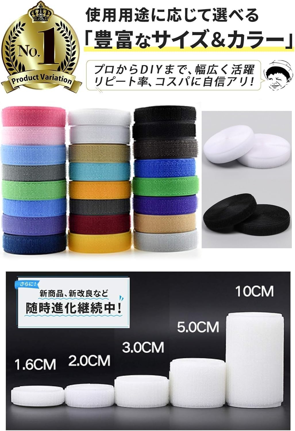 Amazon.co.jp: 幅20mm 長さ2M カラー 面ファスナー 縫製タイプ 幅2cm