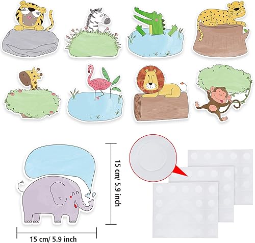 Miniatura 2 de Outus 45 piezas de recortes de animales de la selva, decoración de tablón de anuncios con temática de safari, figuras de animales versátiles con