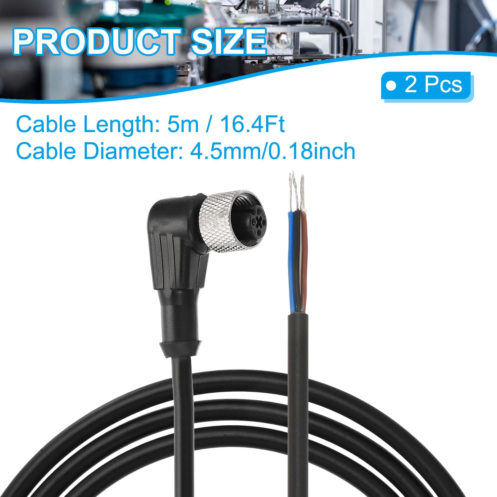 PATIKIL M12 4 Pin Aviation Sensor Cable 5M / 16 Ft - Image 2