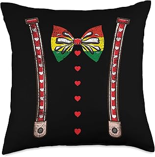 Bolivian Bow Tie Suspenders Valentines Day Bolivian Vintage Throw Pillow