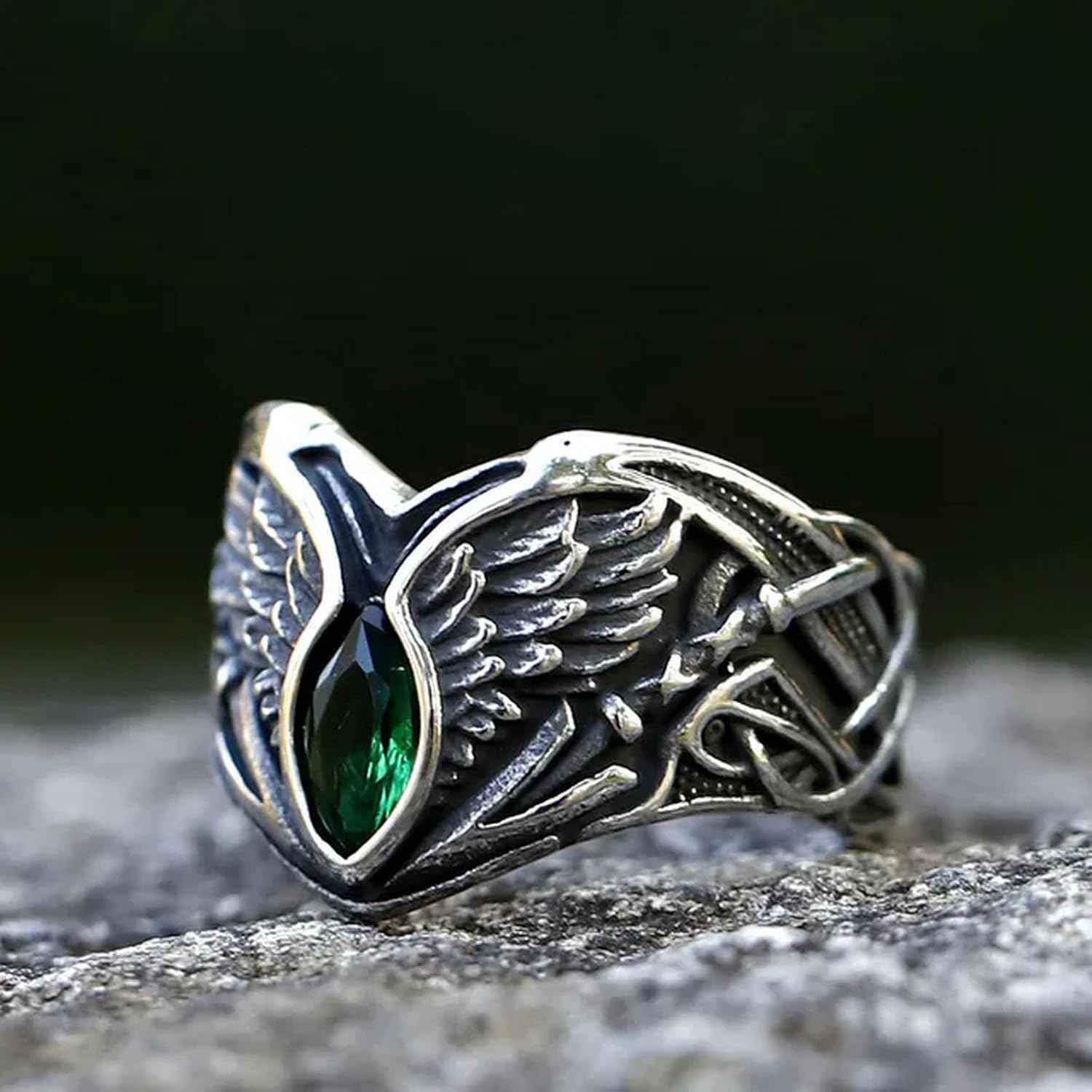 New Men's Rings Eagle Wings With Zircon Colorful Stones Special Shape Exquisite Jewelry Vintage image 2