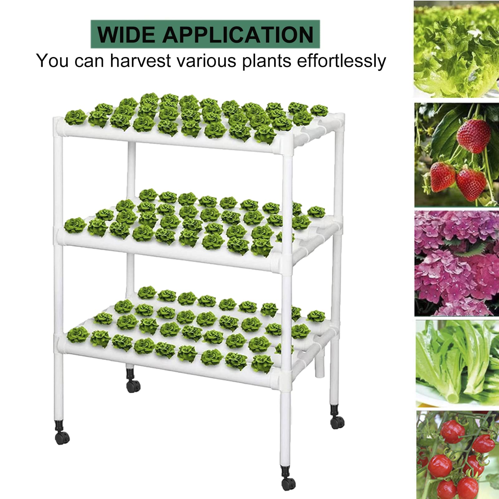 Kit de Sistema de Cultivo Hidropónico 108 Sitios 12 Tuberías de PVC 3 Capas Huerto en Casa, Hydroponic Grow Kit Jardín Inteligente de Interior para Verduras, Frutas, Hierbas, Flores,US