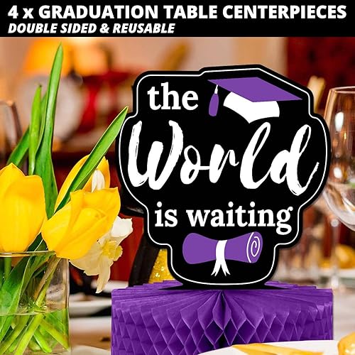 Miniatura 3 de Centros de mesa de graduación para mesas 2023  4 centros de mesa de graduación  Centros de mesa de graduación de doble cara de 12 pulgadas 2023