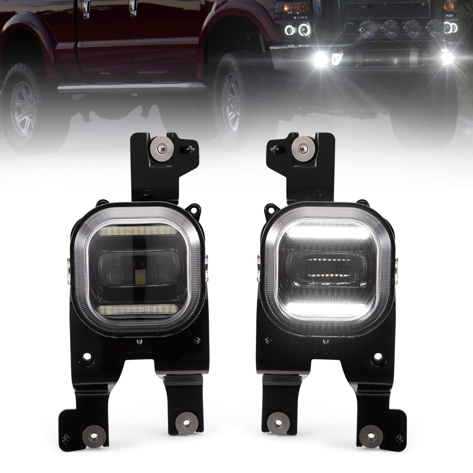 LED Fog Lights DRL For Ford F-250 F-350 Super Duty 2008-2010 - 6500K, Plug & Play