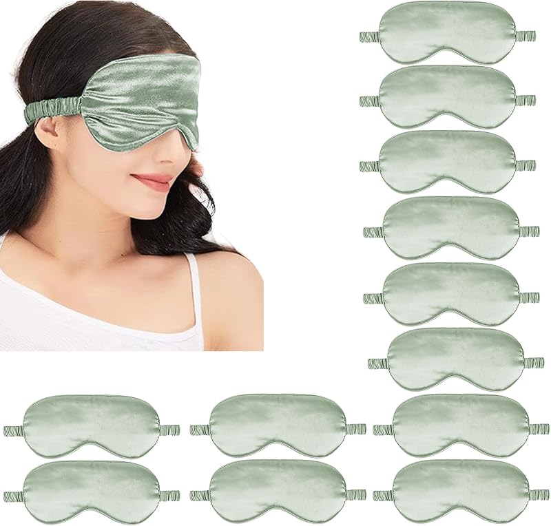 12PACK Silky Sleep Masks Satin Eye Mask Silk Eyes Cover for Sleeping Blackout Eyeshades Soft Blindfold Travel Nap Gifts