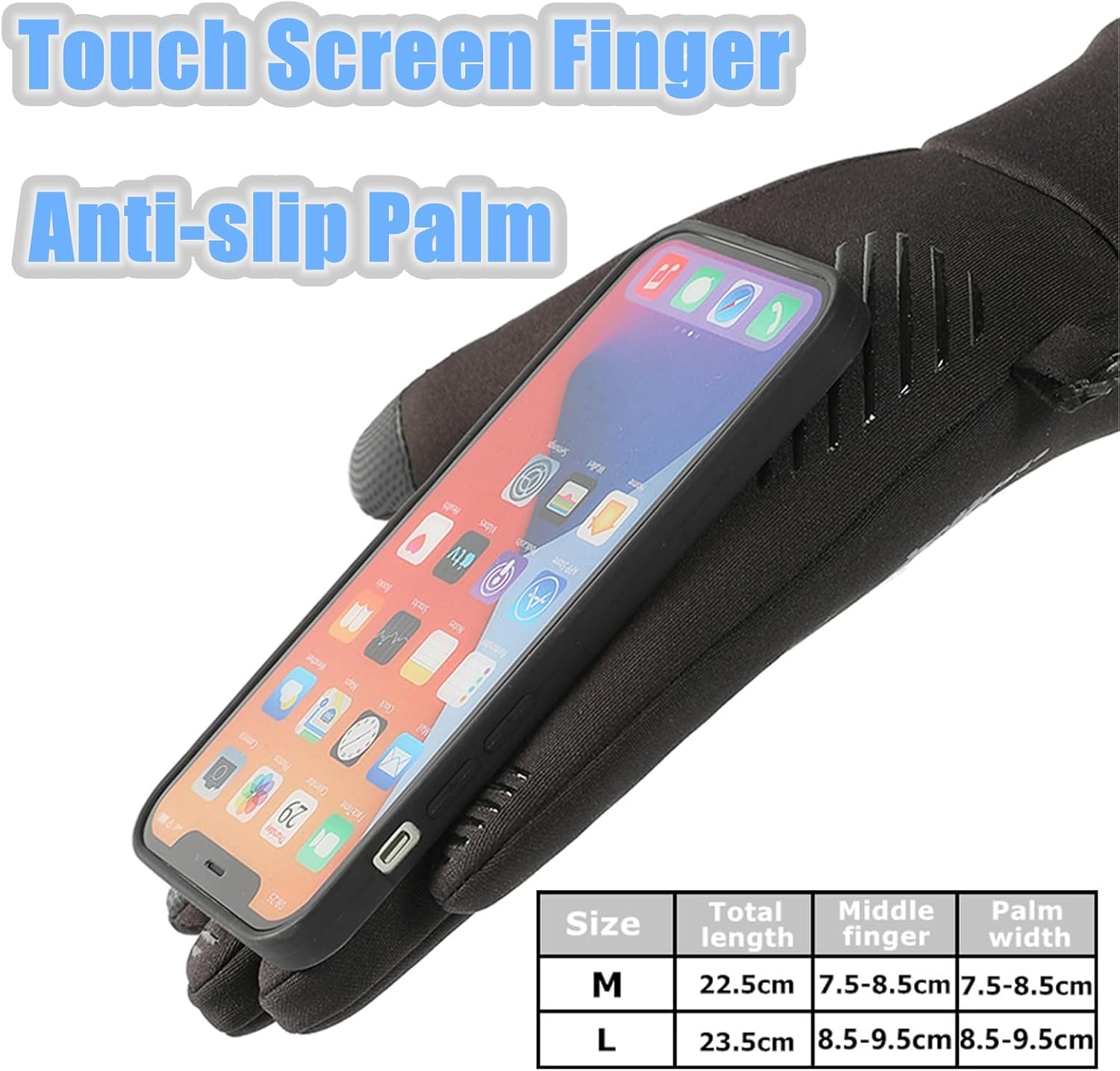 Winter Gloves, Windproof Cycling Gloves with Thermal Liner, Anti-Slip Touchscreen Running Gloves for Outdoor Biking Driving, Thin Warm Gloves for Men Women - Image 4