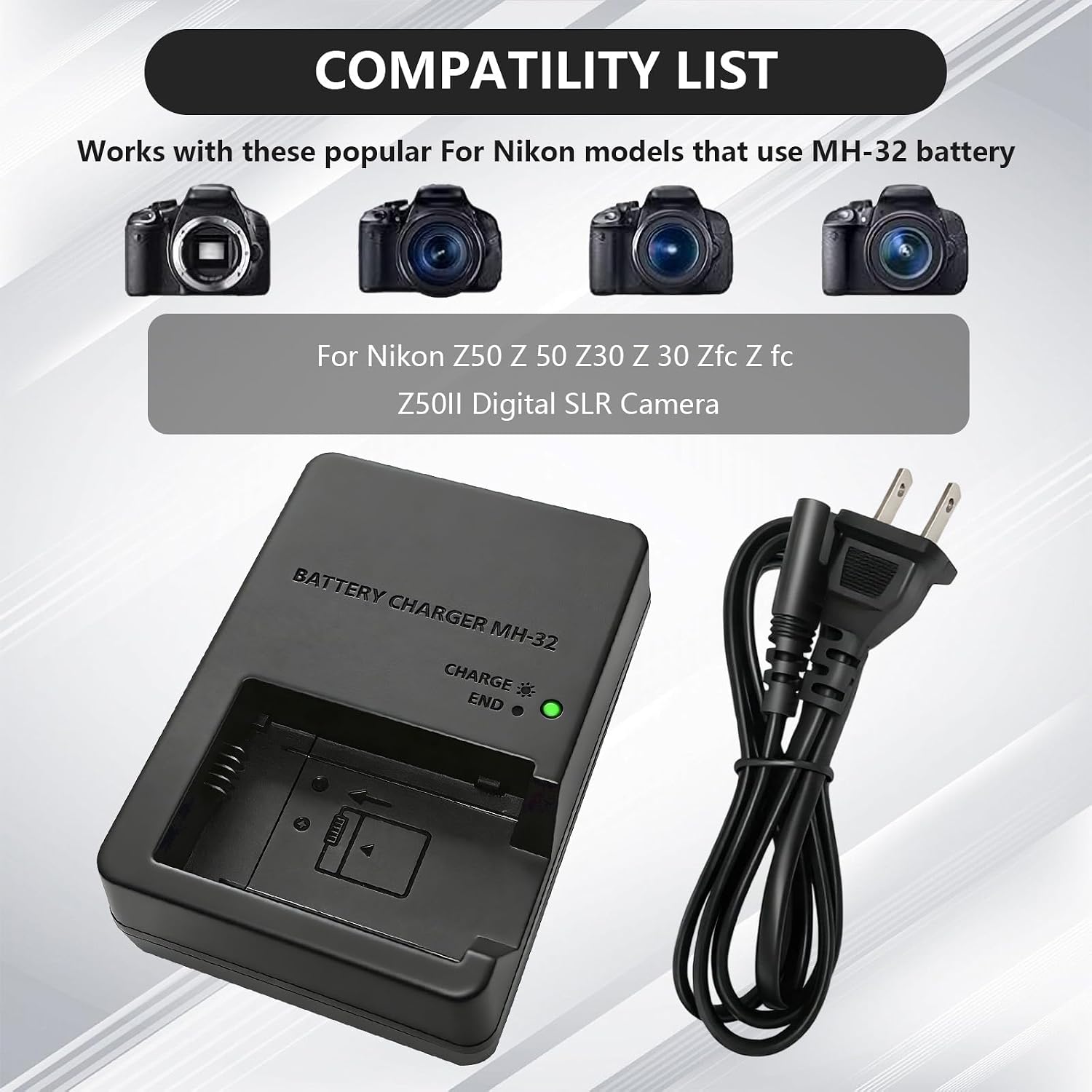 MH-32 MH32 Battery Charger for Nikon EN-EL25 ENEL25 EN-EL25a Battery Compatible with Nikon Z50 Z 50 Z30 Z 30 Zfc Z fc Z50II Digital SLR Camera