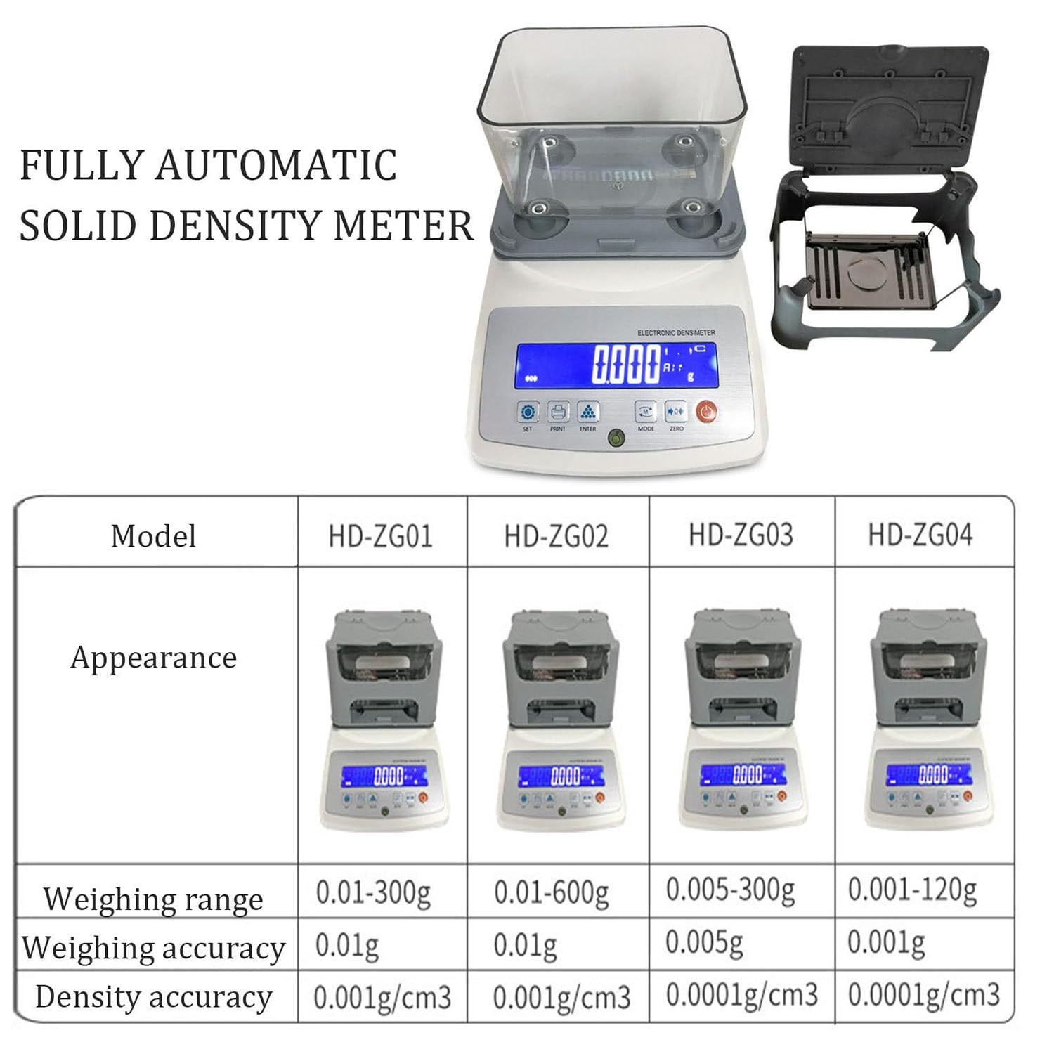 Tester digitale dei metalli preziosi, analizzatore di purezza dell'oro e densimetro, misura 300g-2000g con risoluzione 0.001g/cm3 per la rilevazione del carato