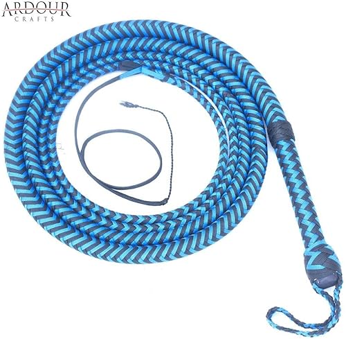 Ardour Crafts 4 a 16 pies de largo para-Cord de nailon Bullwhip 16 trenzas paracord Custom Bull Whip con cuero vientre y construcción de refuerzo