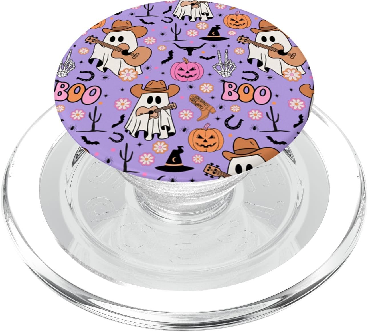 Spooky Ghost Cowboy Cute Halloween Boo Retro Western PopSockets PopWallet for MagSafe