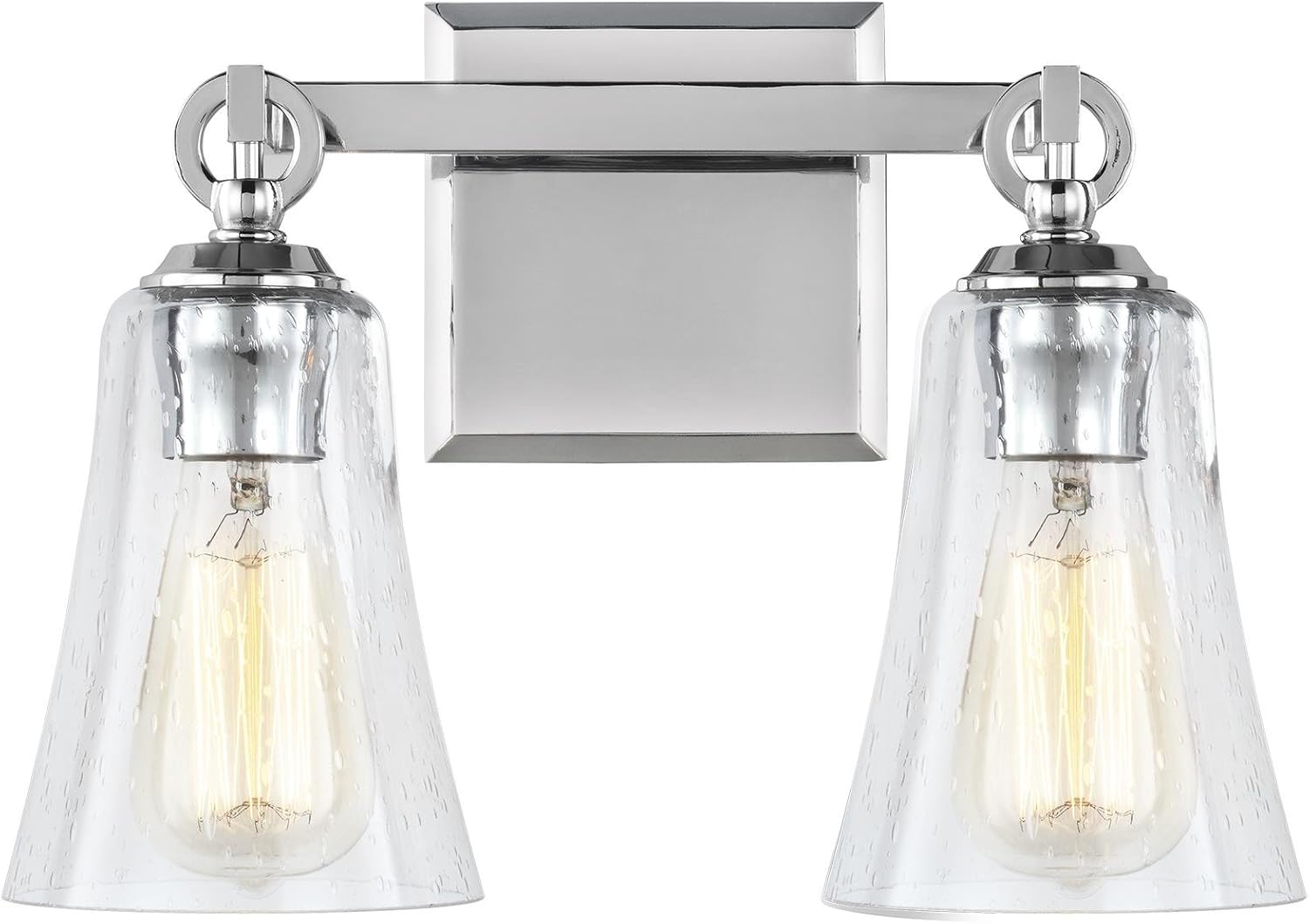 🛒 Crazy Deals Feiss VS24702CH Monterro Glass Wall Vanity Bath Lighting, Chrome, 2-Light (14W x 10H) 150watts