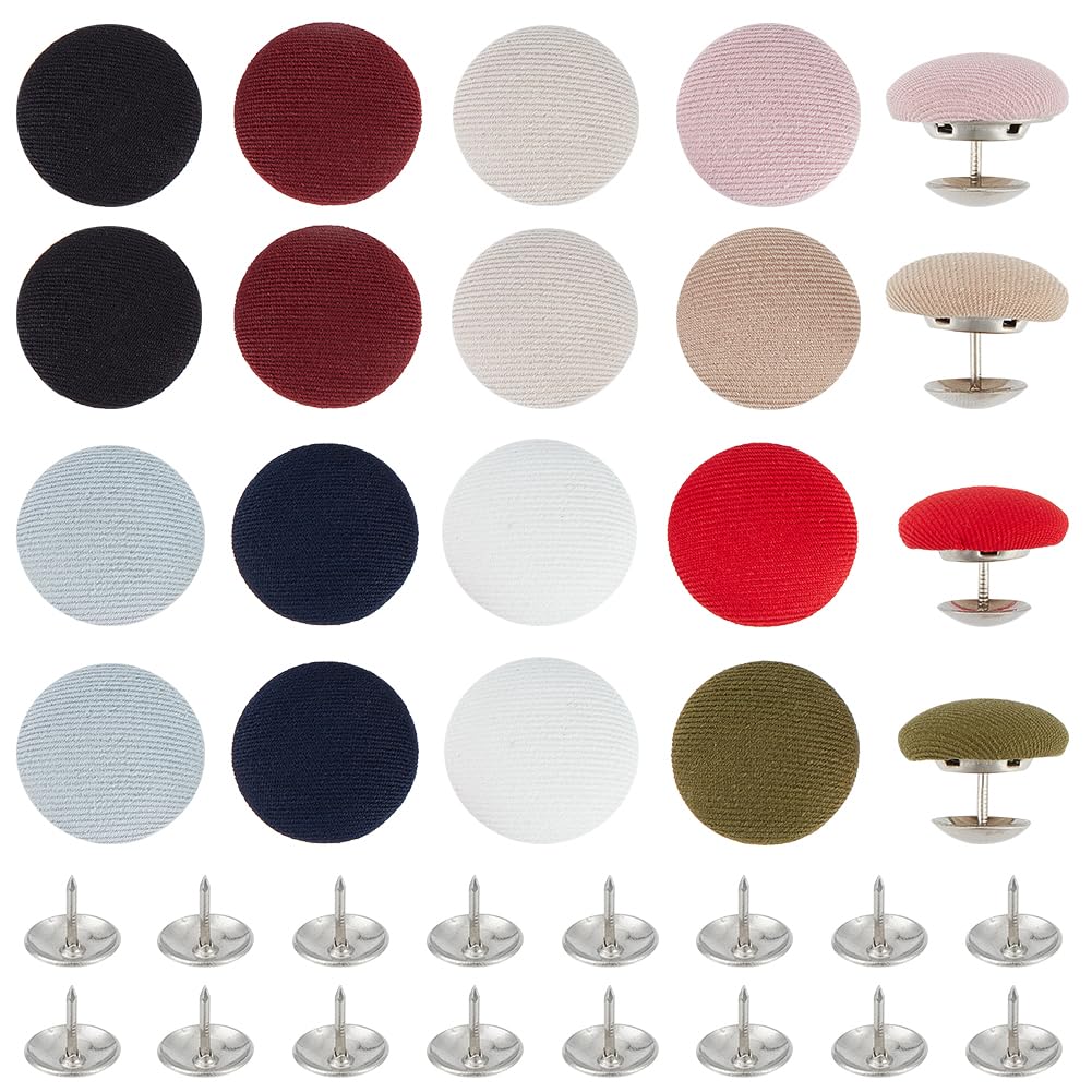 Boutons en métal habillés de tissu BENECREAT pour réparer une casquette ou un jean usé