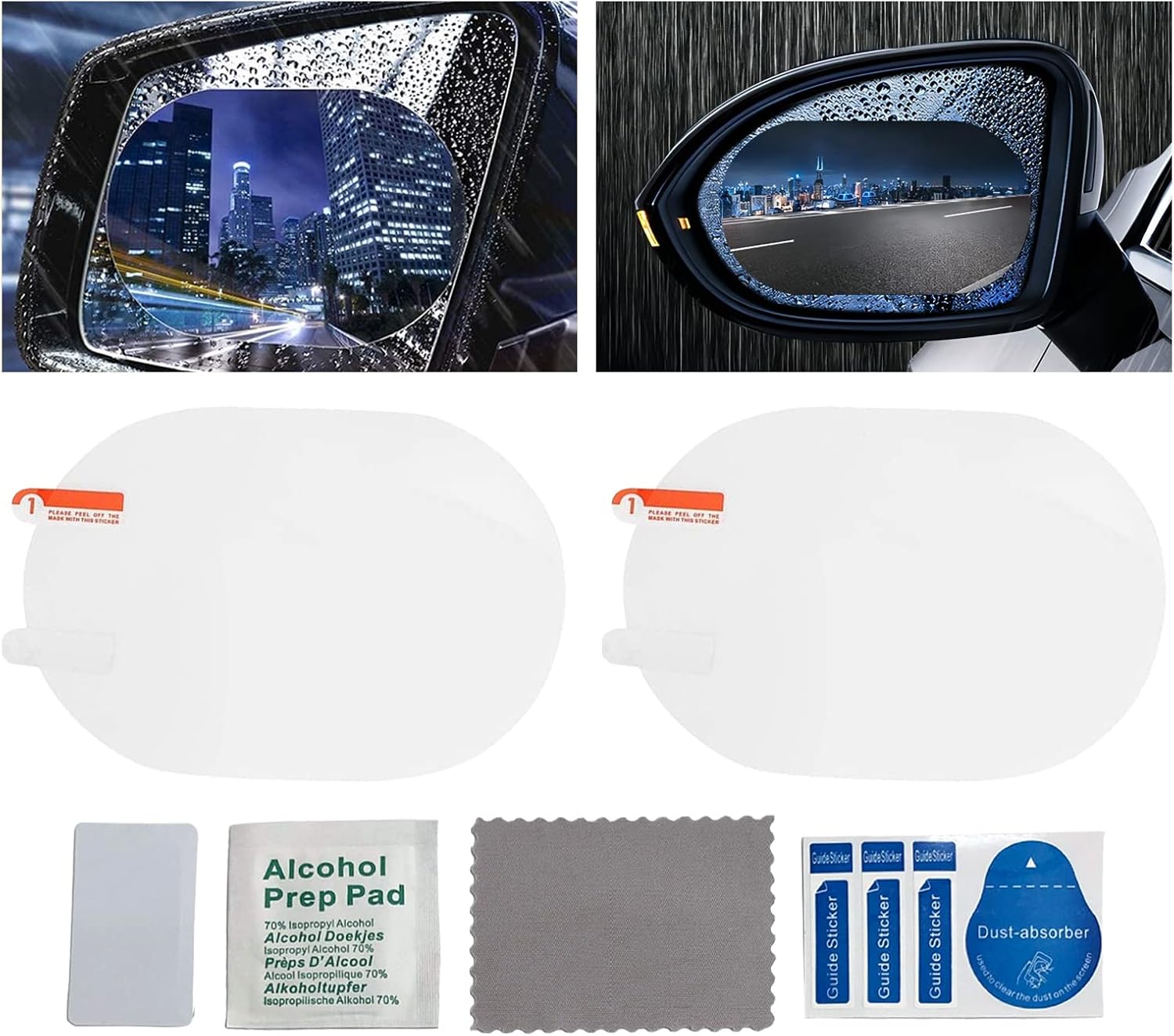 2 Pcs Car Rearview Mirror Films Anti Fog Car Rainproof Films Waterproof Car Mirror