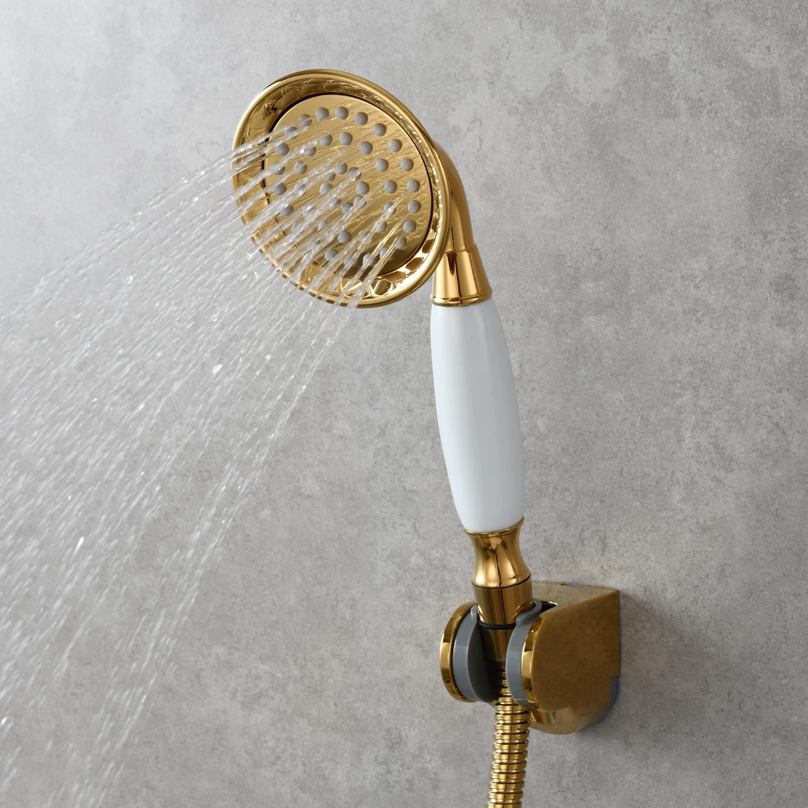 CIENCIA Set Telefoni Doccia in Ottone Soffione Doccia Oro Doccia a Mano Alta Pressione Soffione per Doccia con Tubo, BS126F