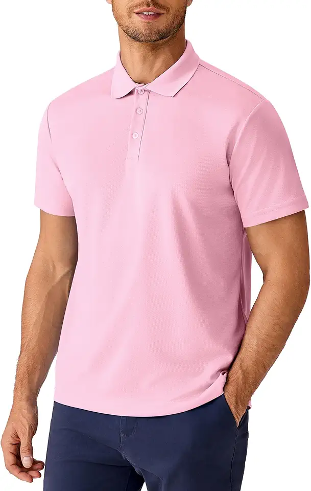 PINSPARK Polo Shirts for Men Short Sleeve Performance Quick Dry Golf T Shirt Moisture Wicking Casual Workout