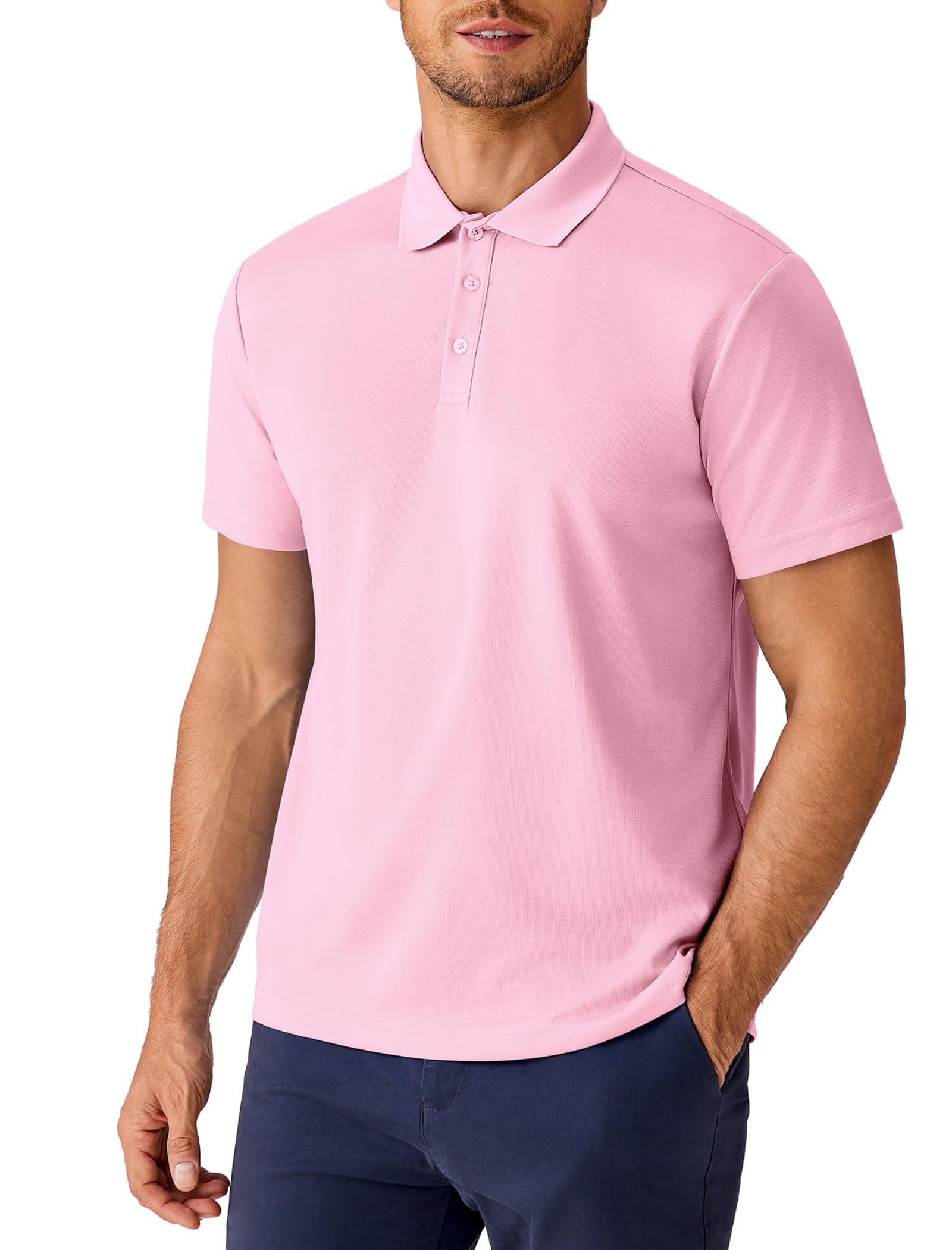 PINSPARK Polo Shirts for Men Short Sleeve Performance Quick Dry Golf T Shirt Moisture Wicking Casual Workout — view 9