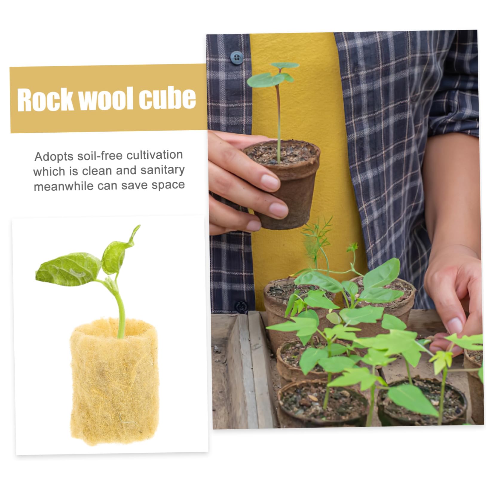 Gatuida Bloques de Cultivo Hidropónico para Vivero Interior y Exterior, Cubos de Lana de Roca 27x20 Mm, 100 Unidades para Propagación sin Suelo, Alta Absorción y Aireación para Plantas
