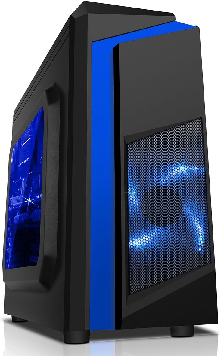 ADMI VB-7 Desktop Gaming PC: AMD Ryzen 3200G Quad Core, Asus A320M-K, 8GB 2400MHz DDR4, 1TB Hard Drive, WiFi, F3 Blue LED Case, Windows 10