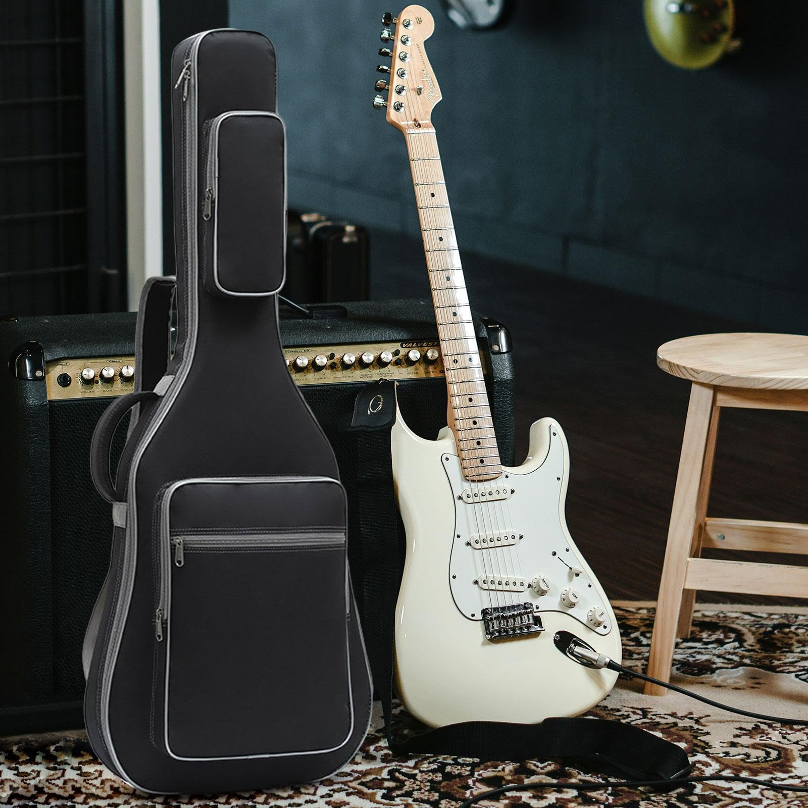 Bolsa para bajo eléctrico, funda para guitarra, funda para guitarra, para eléctrica, impermeable para bajo, para eléctrica .., Negro, 38x8x103cm