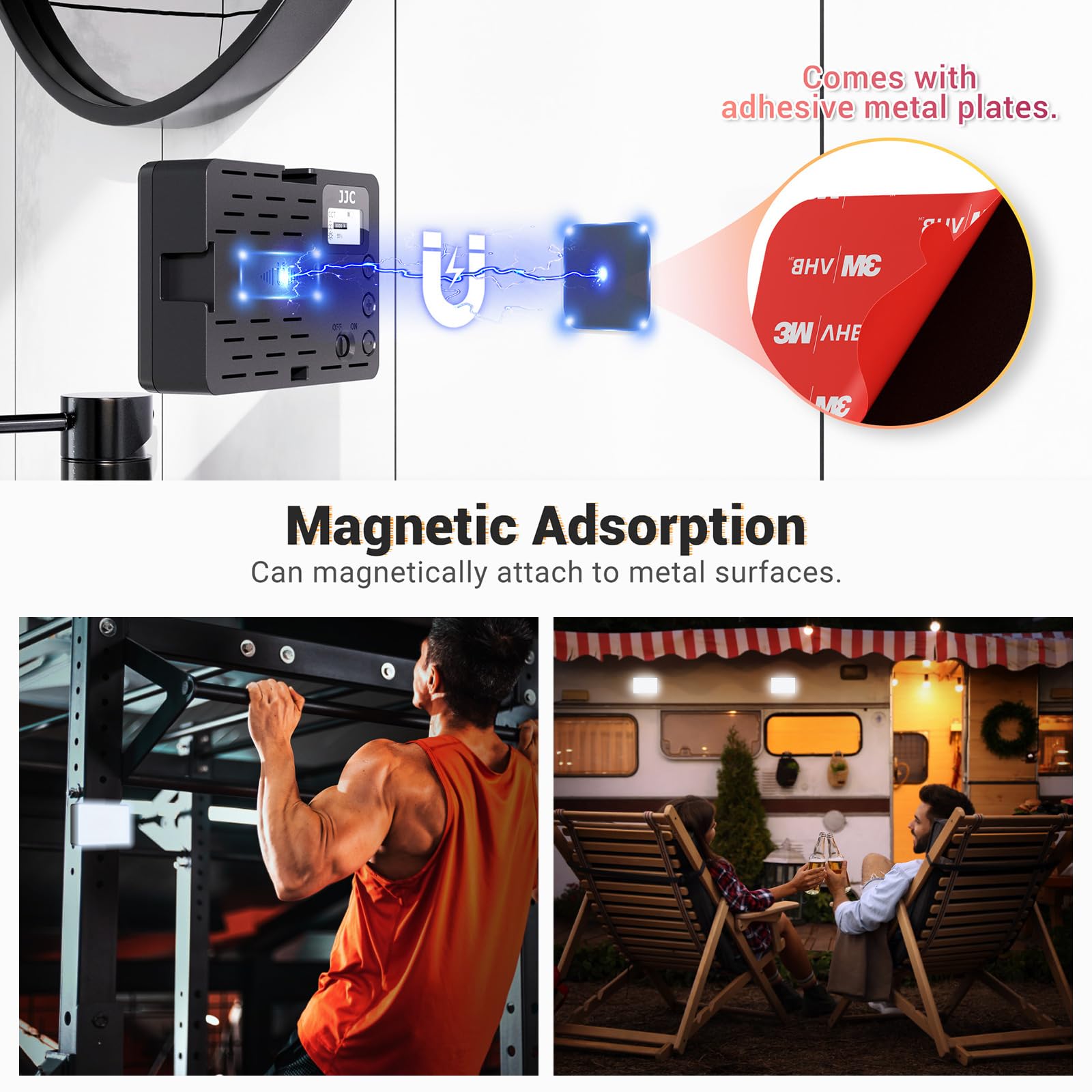 Luce Video JJC RGB Magnetica - 24 Effetti, CRI 95+, Ricaricabile, Per Vlogging - Foto 4