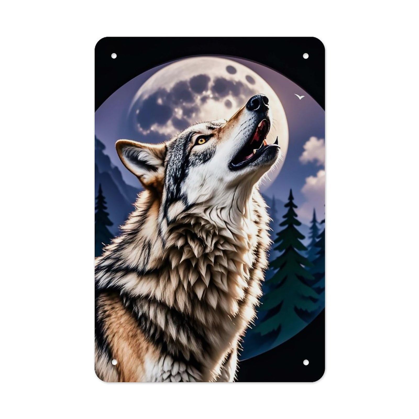 QMNLKH Wolves Plaques for Wall Decor, Personalized Metal Tin Sign for Home, Multifunctional Poster for Office, Fashion Painting for Hallway, Wall Art Pictures, 7.9x11.8Inch